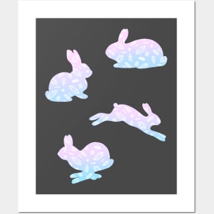 Pastel Easter Bunny Rabbit Crystal Pattern Posters and Art